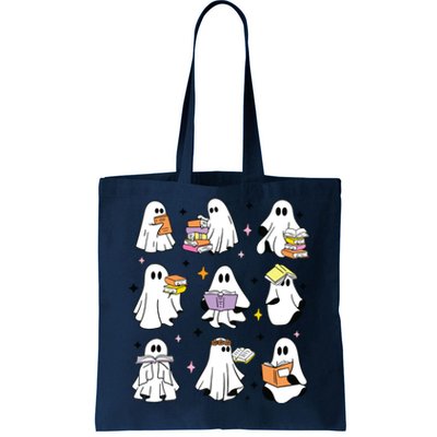 Ghosts Reading Books Teacher Halloween Librarian Boooks Tote Bag