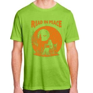 Ghost Reading Book Read In Peace Spooky Teacher Halloween Adult ChromaSoft Performance T-Shirt