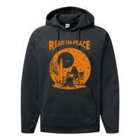 Ghost Reading Book Read In Peace Spooky Teacher Halloween Performance Fleece Hoodie