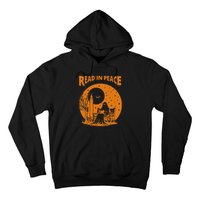 Ghost Reading Book Read In Peace Spooky Teacher Halloween Hoodie