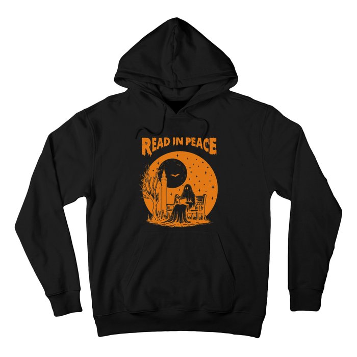 Ghost Reading Book Read In Peace Spooky Teacher Halloween Hoodie