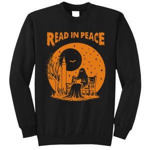 Ghost Reading Book Read In Peace Spooky Teacher Halloween Sweatshirt