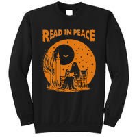 Ghost Reading Book Read In Peace Spooky Teacher Halloween Sweatshirt