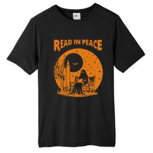 Ghost Reading Book Read In Peace Spooky Teacher Halloween Tall Fusion ChromaSoft Performance T-Shirt