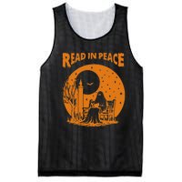 Ghost Reading Book Read In Peace Spooky Teacher Halloween Mesh Reversible Basketball Jersey Tank