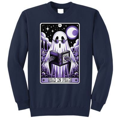 Ghost Reading Book Tarot Card Read In Peace Halloween Tall Sweatshirt