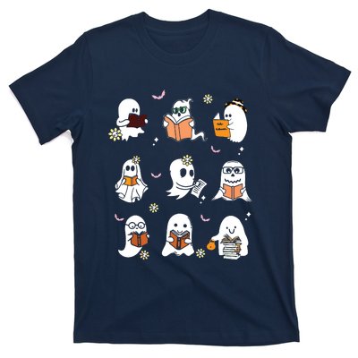 Ghosts Reading Books Teacher Halloween Librarian T-Shirt