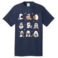 Ghosts Reading Books Teacher Halloween Librarian Tall T-Shirt