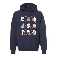 Ghosts Reading Books Teacher Halloween Librarian Premium Hoodie