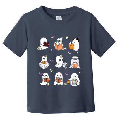 Ghosts Reading Books Teacher Halloween Librarian Toddler T-Shirt