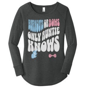 Gender Reveal Burnouts Or Bows New Aunt Women's Perfect Tri Tunic Long Sleeve Shirt