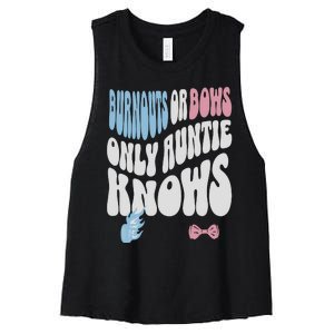 Gender Reveal Burnouts Or Bows New Aunt Women's Racerback Cropped Tank