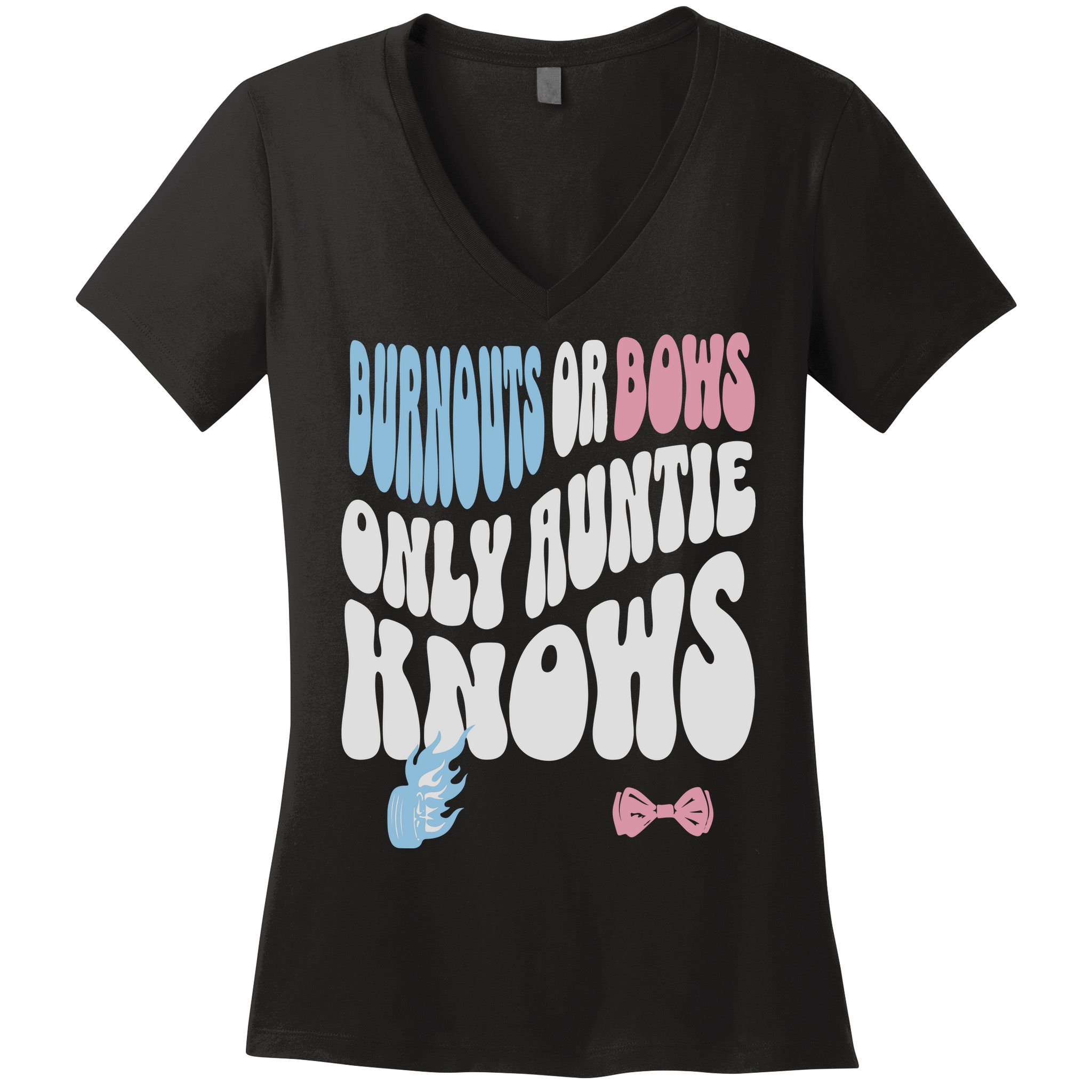 Gender Reveal Burnouts Or Bows New Aunt Women's V-Neck T-Shirt