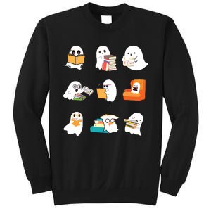 Ghost Reading Book Cute Teacher Halloween Ghost Book Lover Sweatshirt