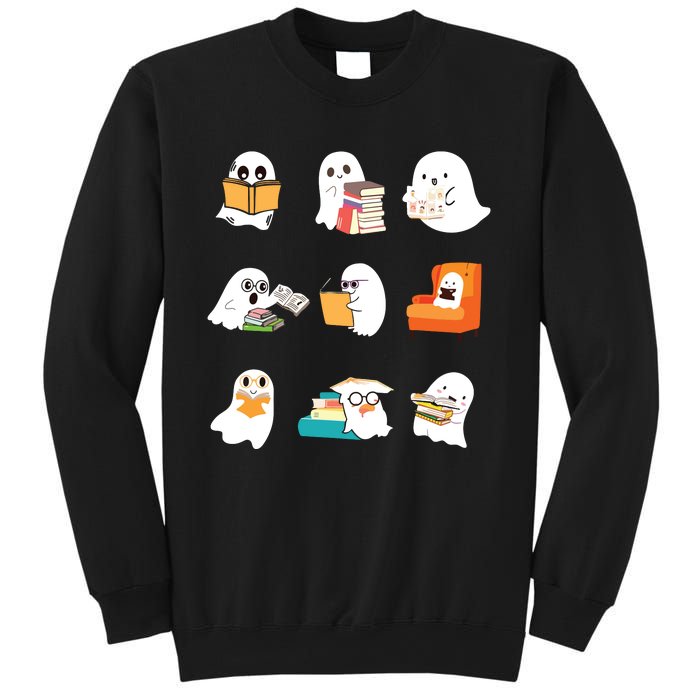 Ghost Reading Book Cute Teacher Halloween Ghost Book Lover Sweatshirt