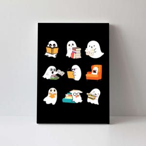 Ghost Reading Book Cute Teacher Halloween Ghost Book Lover Canvas