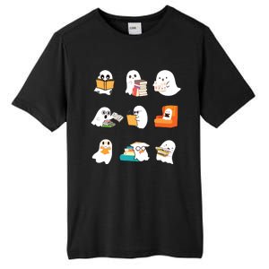 Ghost Reading Book Cute Teacher Halloween Ghost Book Lover Tall Fusion ChromaSoft Performance T-Shirt