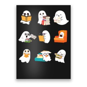 Ghost Reading Book Cute Teacher Halloween Ghost Book Lover Poster