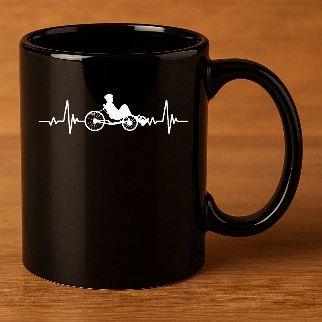 Great Recumbent Bike Heartbeat Design Cycling 11oz C Handle Ceramic Mug