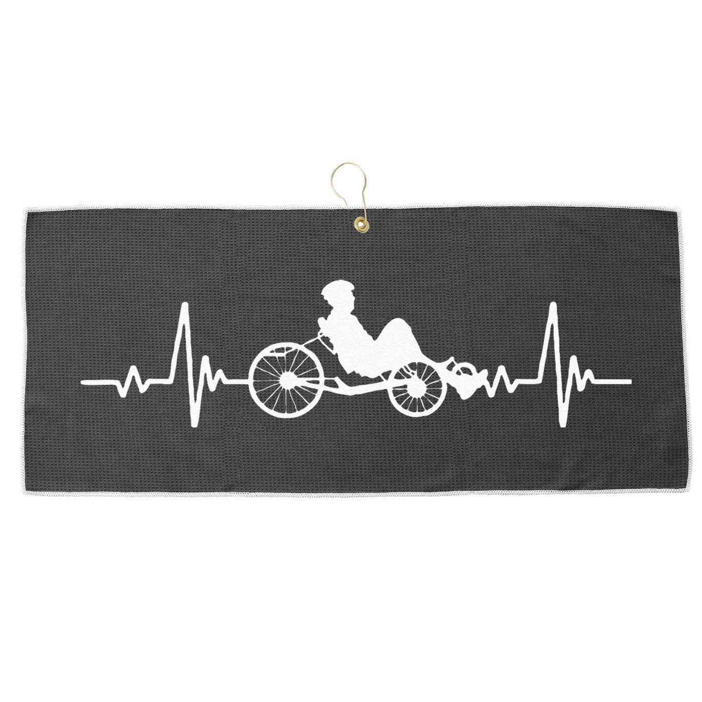 Great Recumbent Bike Heartbeat Design Cycling Large Microfiber Waffle Golf Towel