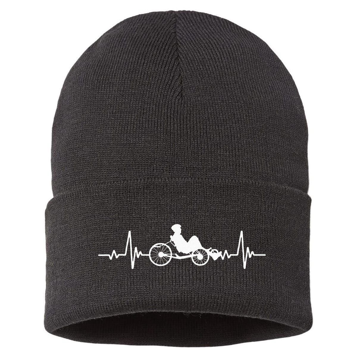 Great Recumbent Bike Heartbeat Design Cycling Sustainable Knit Beanie