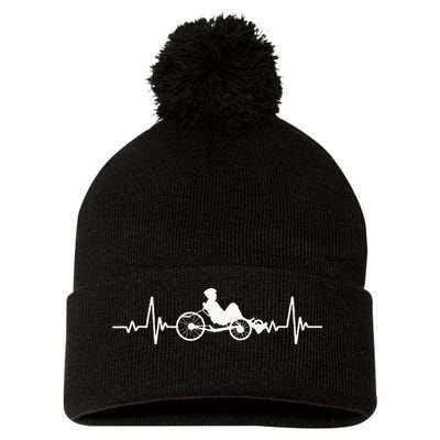 Great Recumbent Bike Heartbeat Design Cycling Pom Pom 12in Knit Beanie