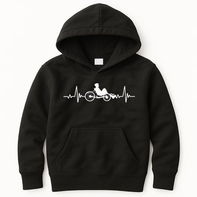 Great Recumbent Bike Heartbeat Design Cycling Kids Hoodie