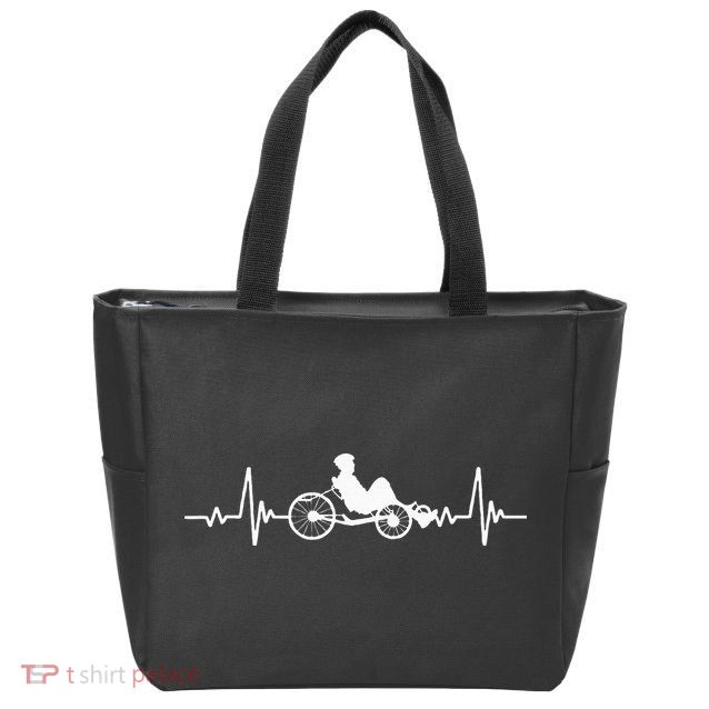 Great Recumbent Bike Heartbeat Design Cycling Zip Tote Bag