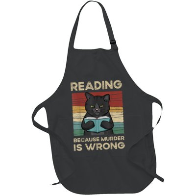 Good Reading Because Murder Is Wrong Funny Book Lover Gift Full-Length Apron With Pockets