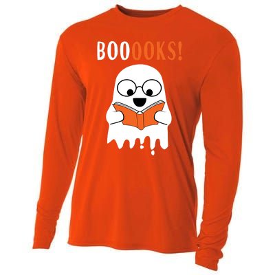 Ghost Reading Books Meaningful Gift Funny Halloween Cooling Performance Long Sleeve Crew