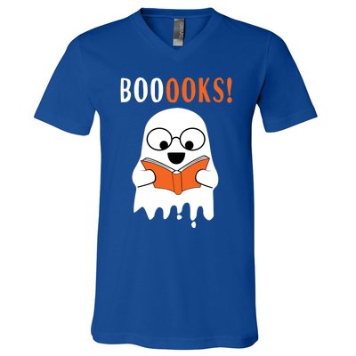 Ghost Reading Books Meaningful Gift Funny Halloween V-Neck T-Shirt