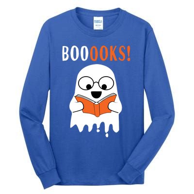 Ghost Reading Books Meaningful Gift Funny Halloween Tall Long Sleeve T-Shirt