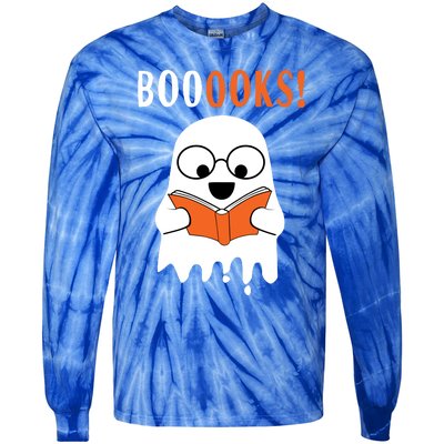 Ghost Reading Books Meaningful Gift Funny Halloween Tie-Dye Long Sleeve Shirt