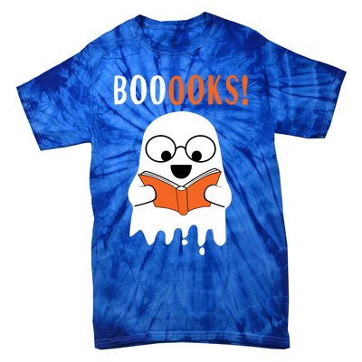 Ghost Reading Books Meaningful Gift Funny Halloween Tie-Dye T-Shirt