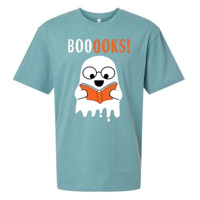 Ghost Reading Books Meaningful Gift Funny Halloween Sueded Cloud Jersey T-Shirt