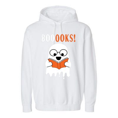 Ghost Reading Books Meaningful Gift Funny Halloween Garment-Dyed Fleece Hoodie