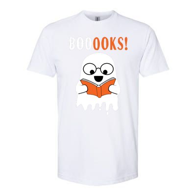 Ghost Reading Books Meaningful Gift Funny Halloween Softstyle CVC T-Shirt