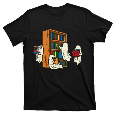 Ghosts Reading Books Teacher Halloween Librarian Boooks T-Shirt