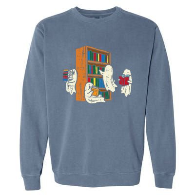 Ghosts Reading Books Teacher Halloween Librarian Boooks Garment-Dyed Sweatshirt