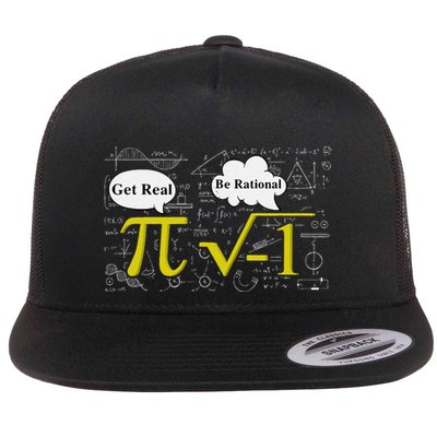 Get Real Be Rational Funny Pi Day Math Teacher Student .Png Flat Bill Trucker Hat
