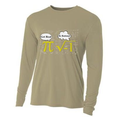 Get Real Be Rational Funny Pi Day Math Teacher Student .Png Cooling Performance Long Sleeve Crew