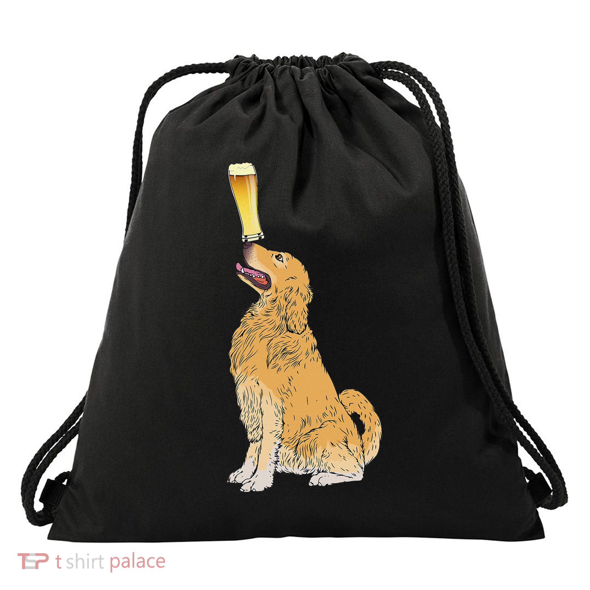 Golden Retriever Beer Lovers Craft Beer Drawstring Bag
