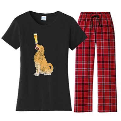 Golden Retriever Beer Lovers Craft Beer Women's Flannel Pajama Set