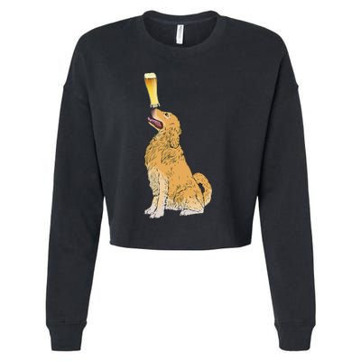 Golden Retriever Beer Lovers Craft Beer Cropped Pullover Crew