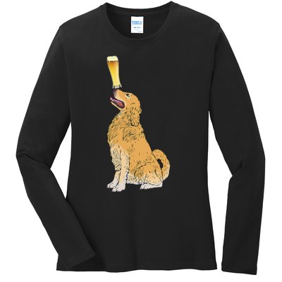 Golden Retriever Beer Lovers Craft Beer Ladies Long Sleeve Shirt