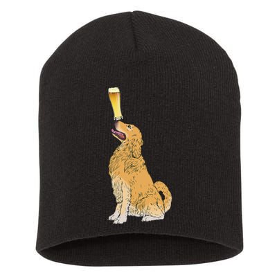 Golden Retriever Beer Lovers Craft Beer Short Acrylic Beanie