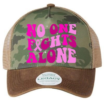 Groovy Retro Breast Cancer Awareness No One Fight Alone Legacy Tie Dye Trucker Hat