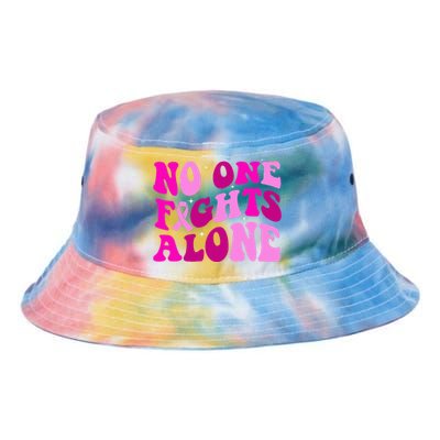 Groovy Retro Breast Cancer Awareness No One Fight Alone Tie Dye Newport Bucket Hat