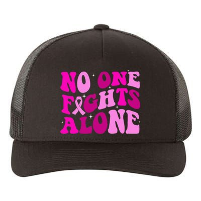 Groovy Retro Breast Cancer Awareness No One Fight Alone Yupoong Adult 5-Panel Trucker Hat