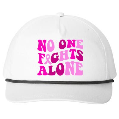 Groovy Retro Breast Cancer Awareness No One Fight Alone Snapback Five-Panel Rope Hat